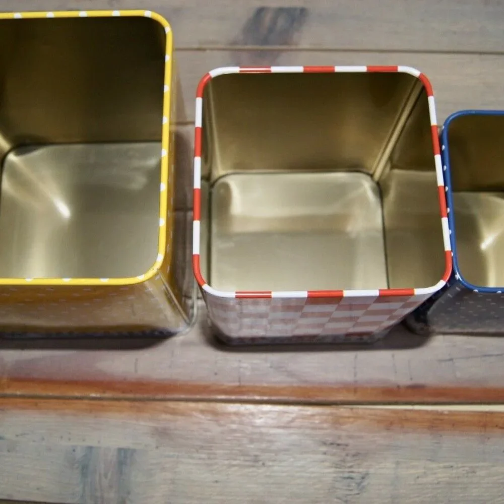 ME Ink Tin Box 1997 Charpente Set of 3 The Queen Of The Kitchen Red Checker